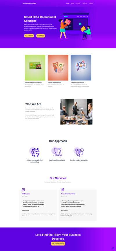 Affinity Recruitment Landing Page