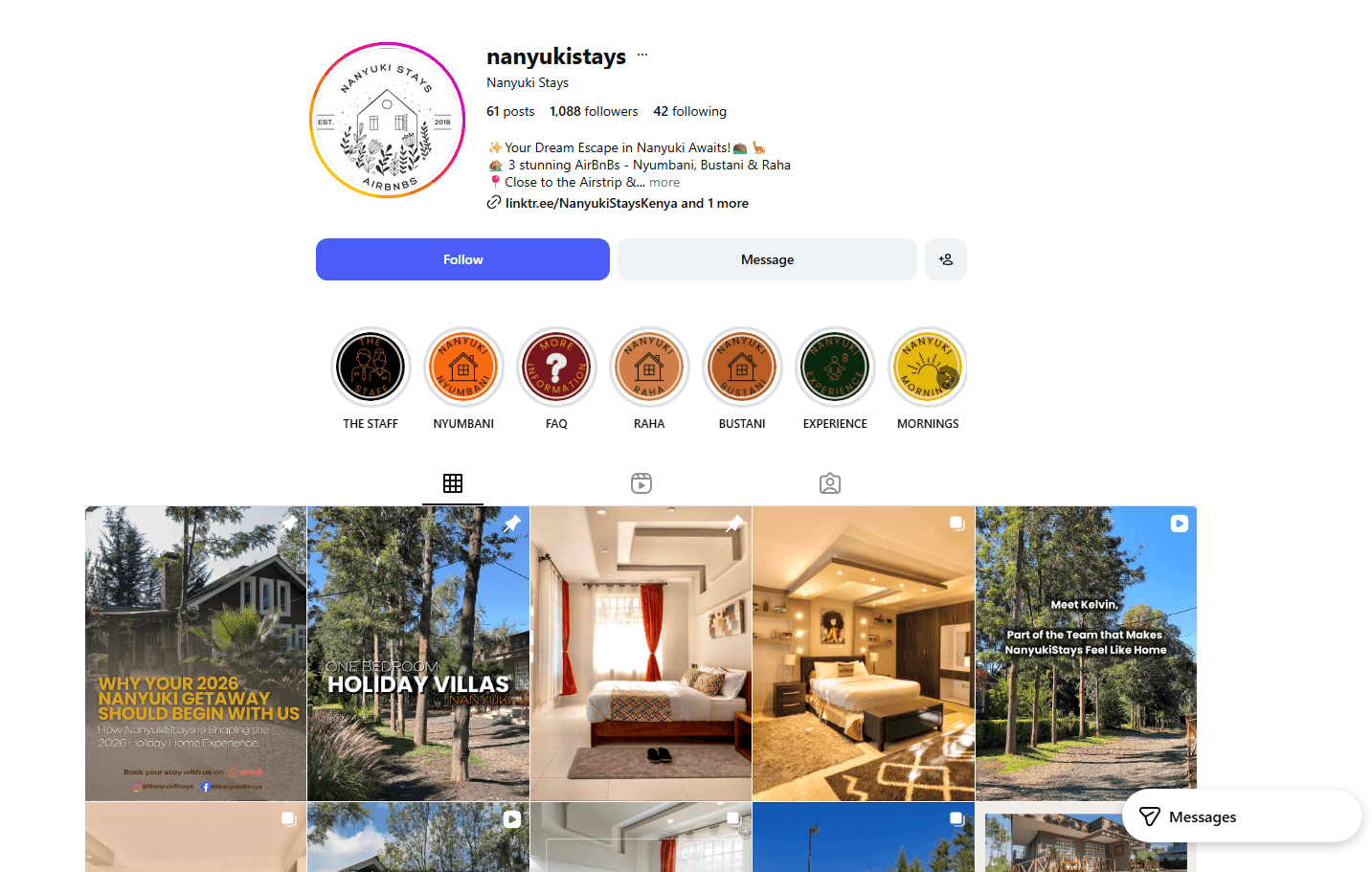 Nanyuki Stays Instagram Case Study Preview